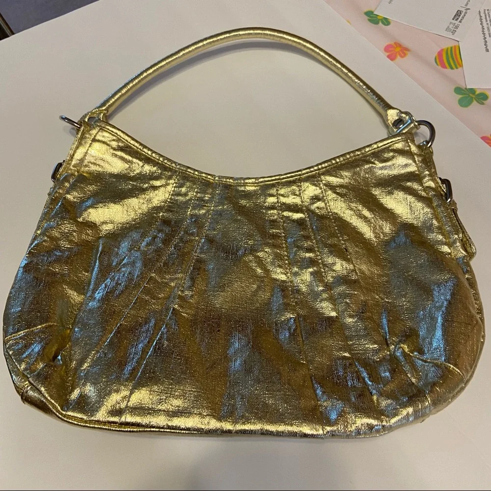 Gold Metallic Shoulder Bag for Women